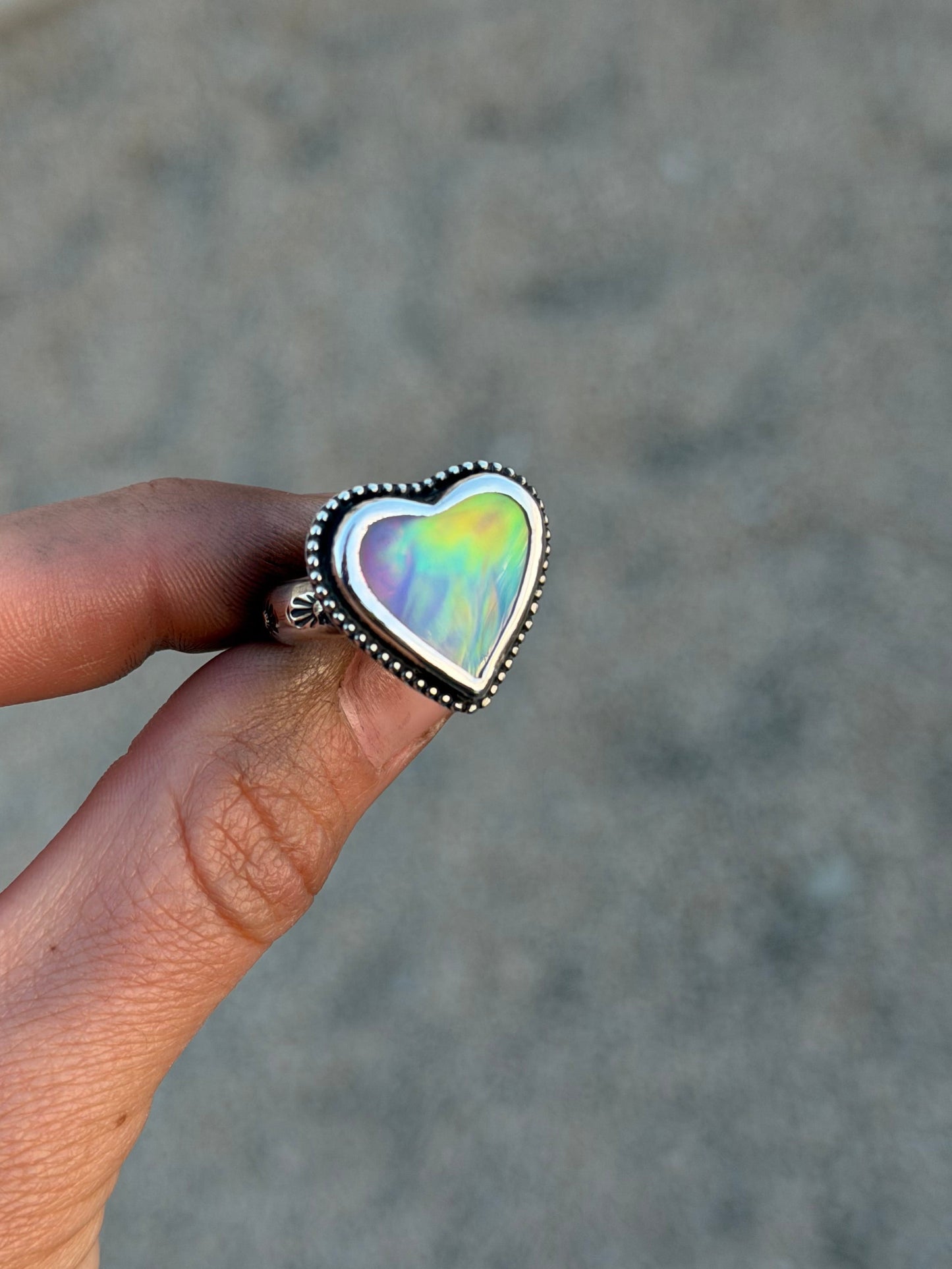 Aura Opal Heart Ring 7
