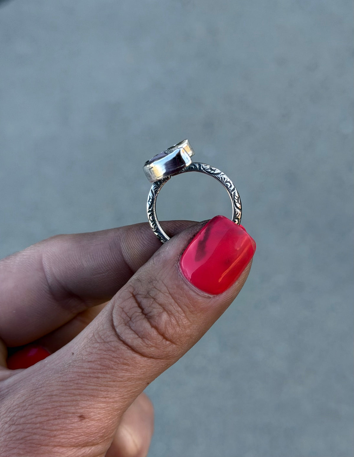 Pink Aura Moon Ring 7