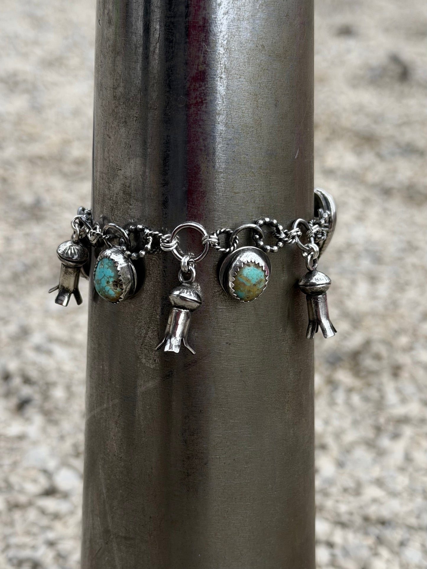 Squash Blossom Turquoise Bracelet