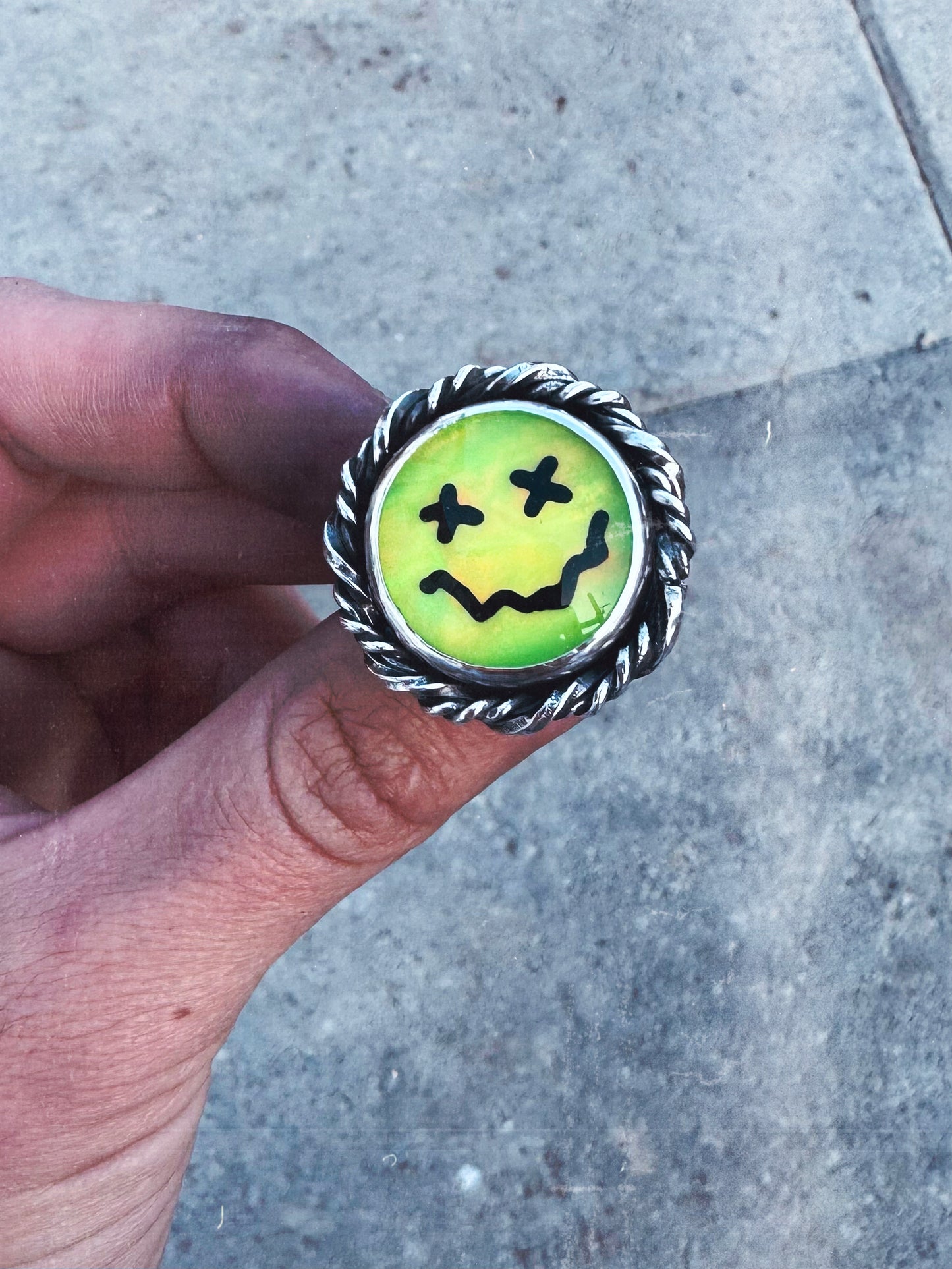 Neon Smile Face Ring 7