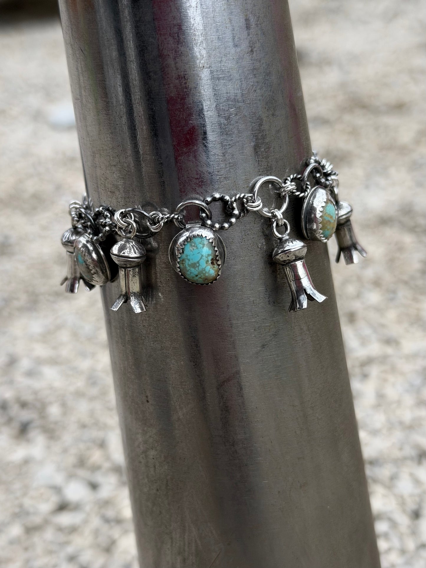 Squash Blossom Turquoise Bracelet
