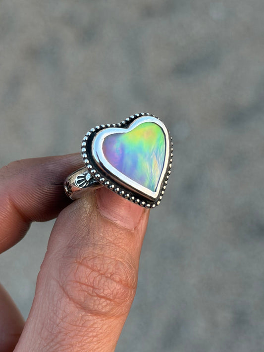 Aura Opal Heart Ring 7
