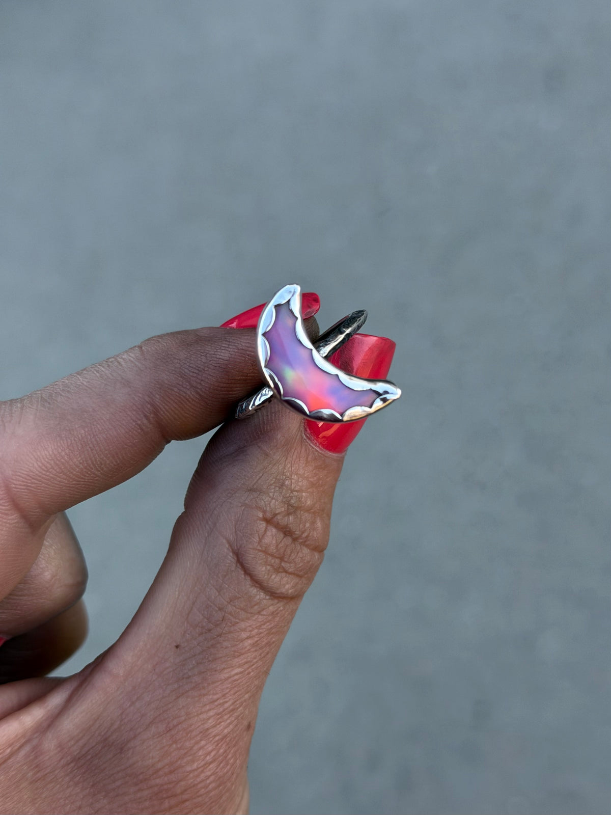 Pink Aura Moon Ring 7