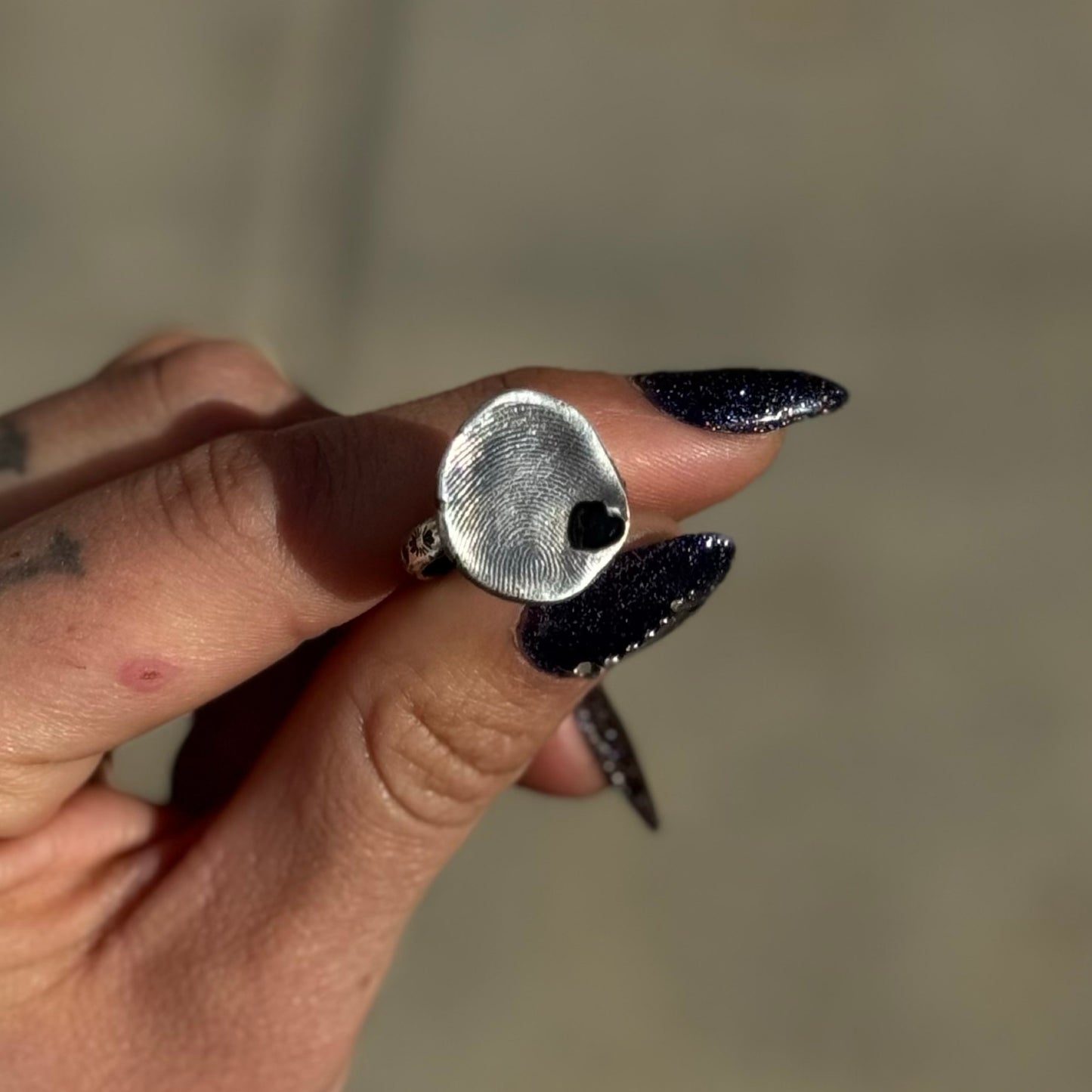 Fingerprint Ring w/ Stone