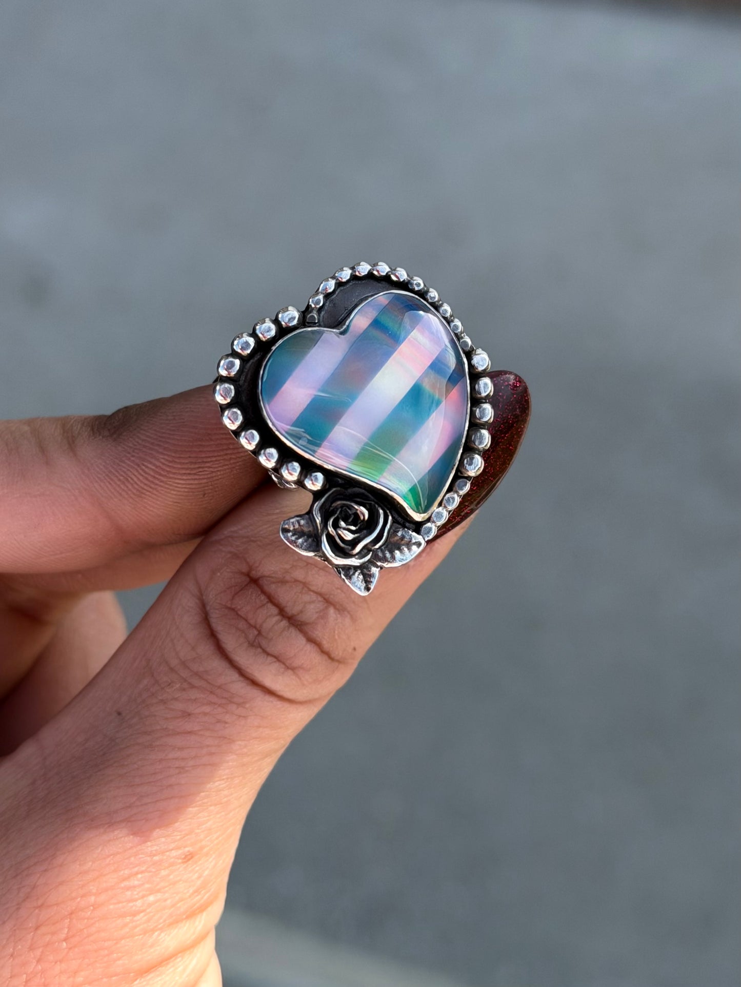 Striped Heart Ring 7