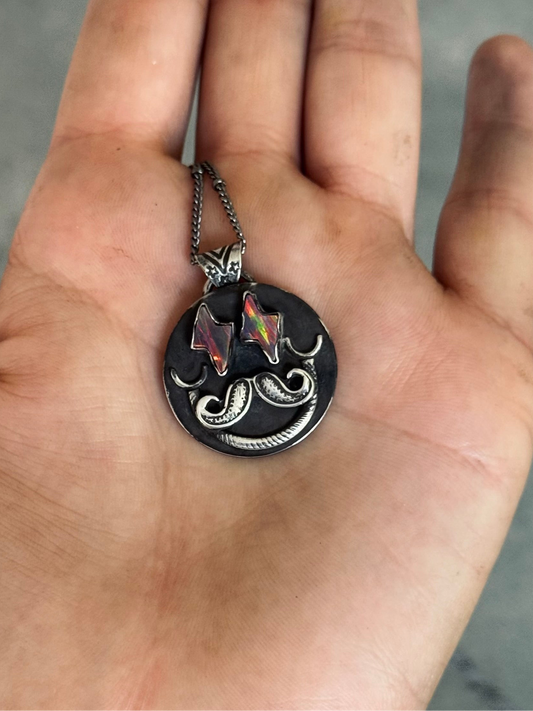 Electric Bolt Mustache Necklace