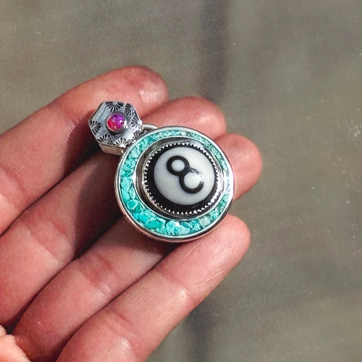 8 Ball Turquoise Pendant