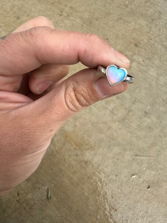 Tiny Aura Opal Heart Ring 4
