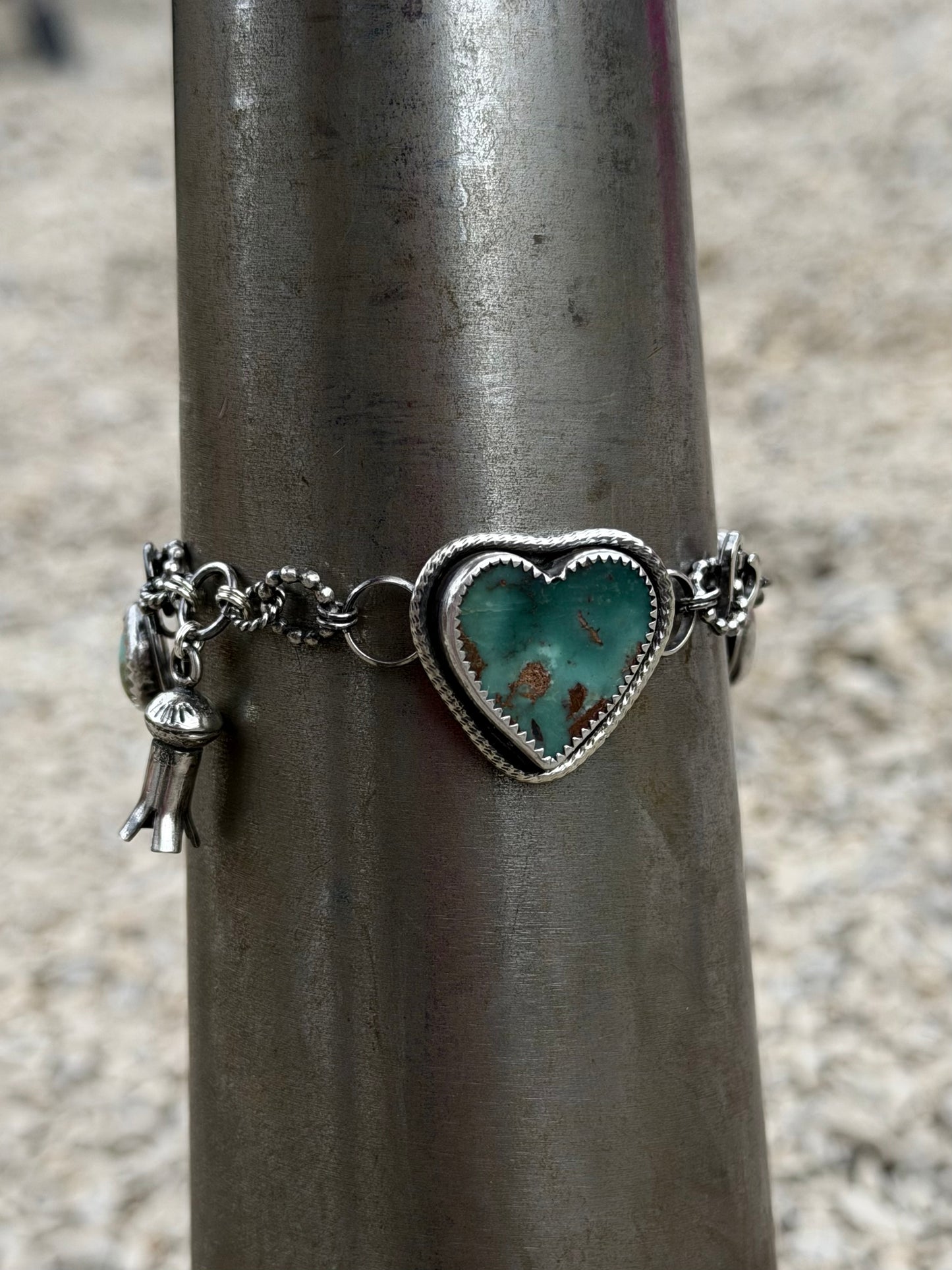 Squash Blossom Turquoise Bracelet