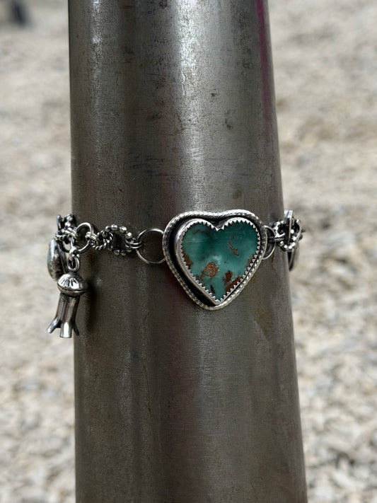 Squash Blossom Turquoise Bracelet
