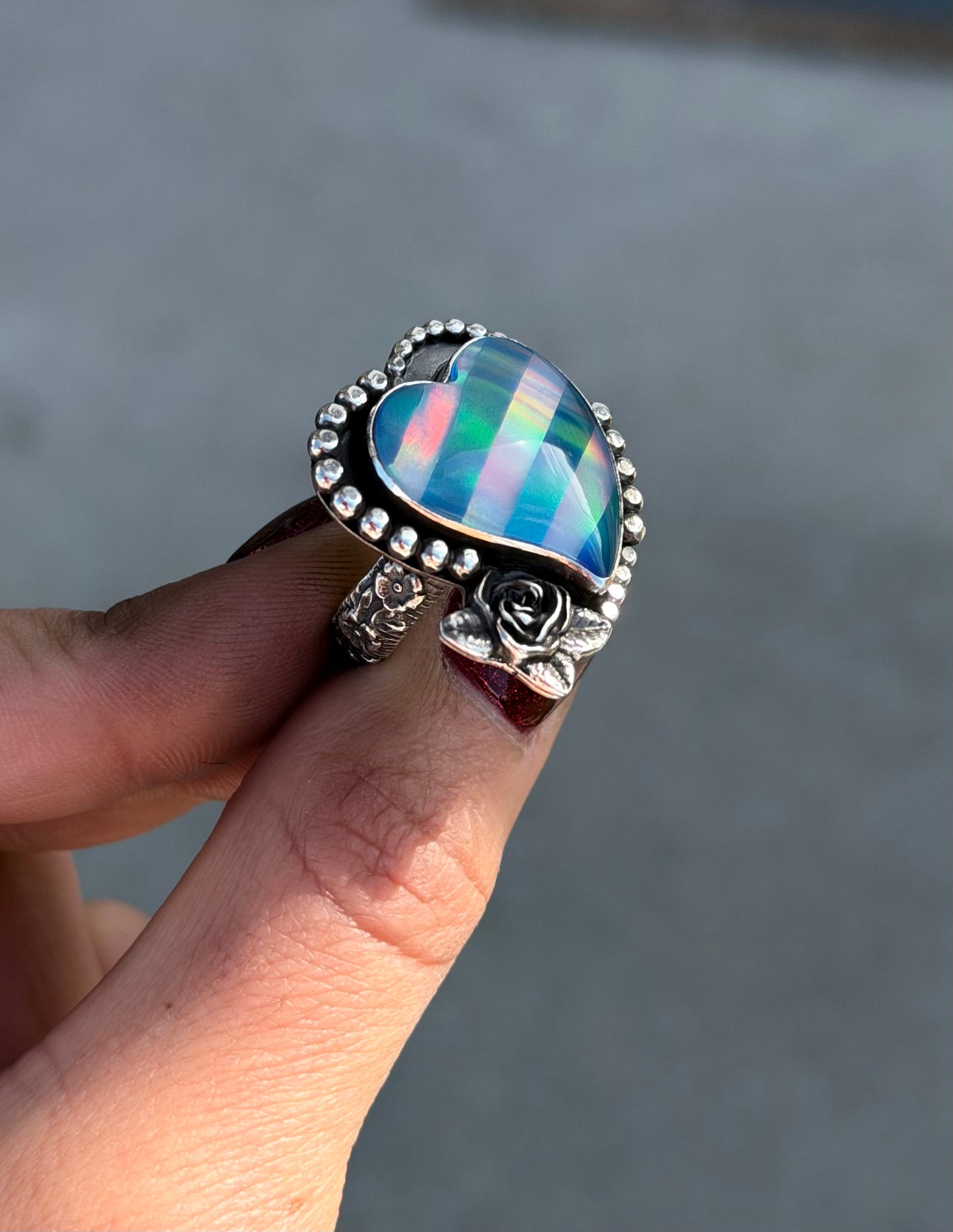 Striped Heart Ring 7