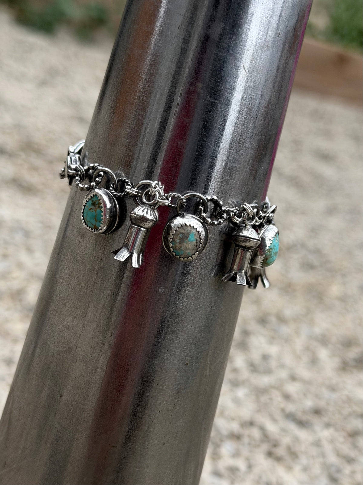 Squash Blossom Turquoise Bracelet