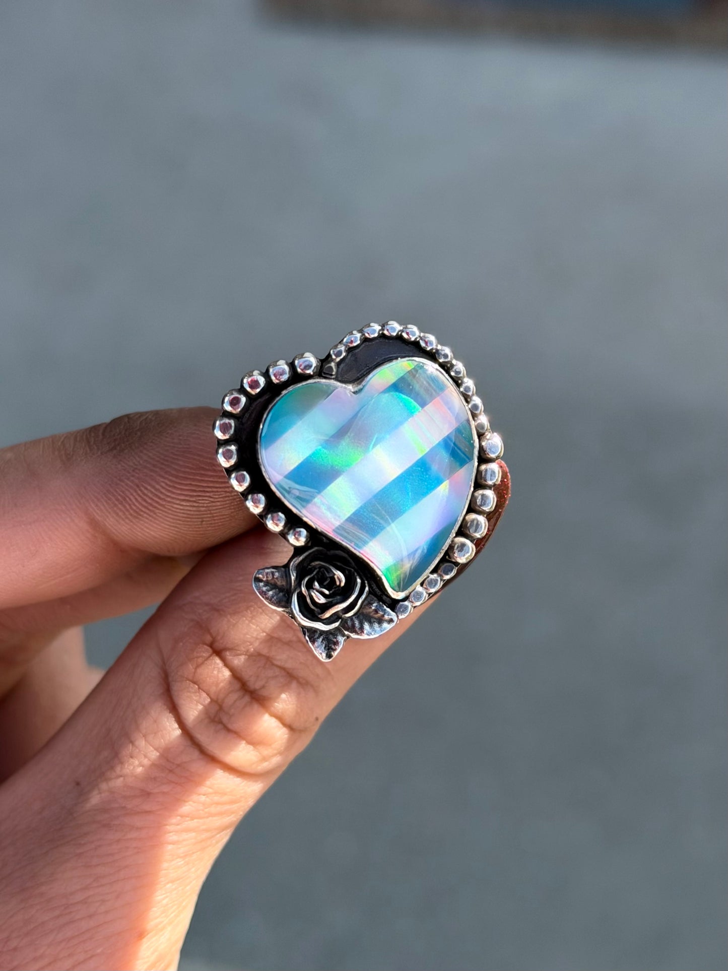 Striped Heart Ring 7