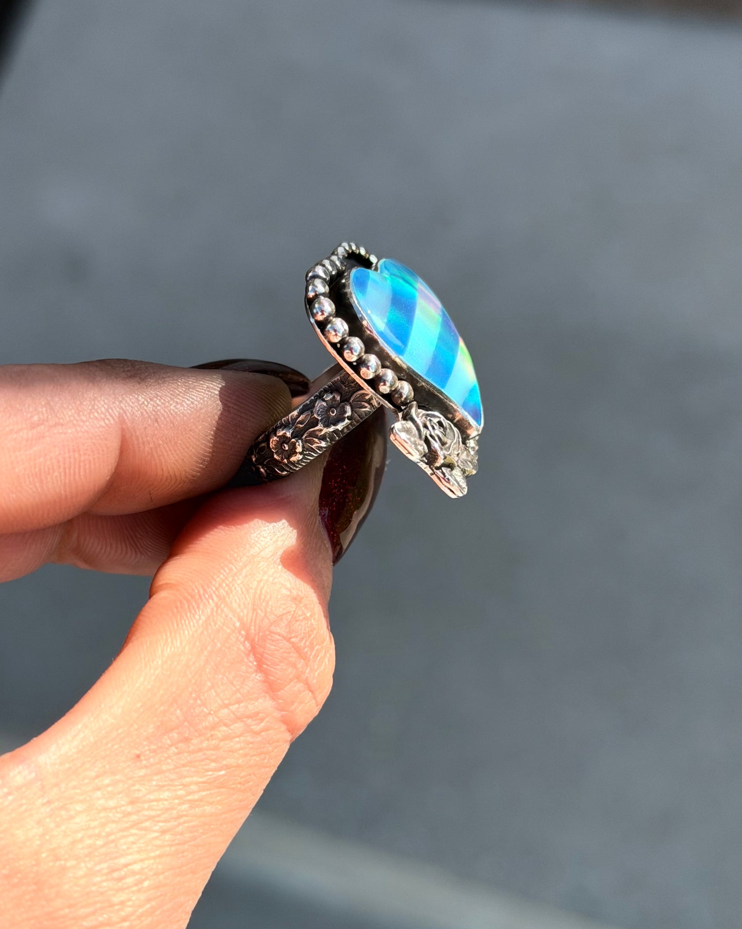 Striped Heart Ring 7