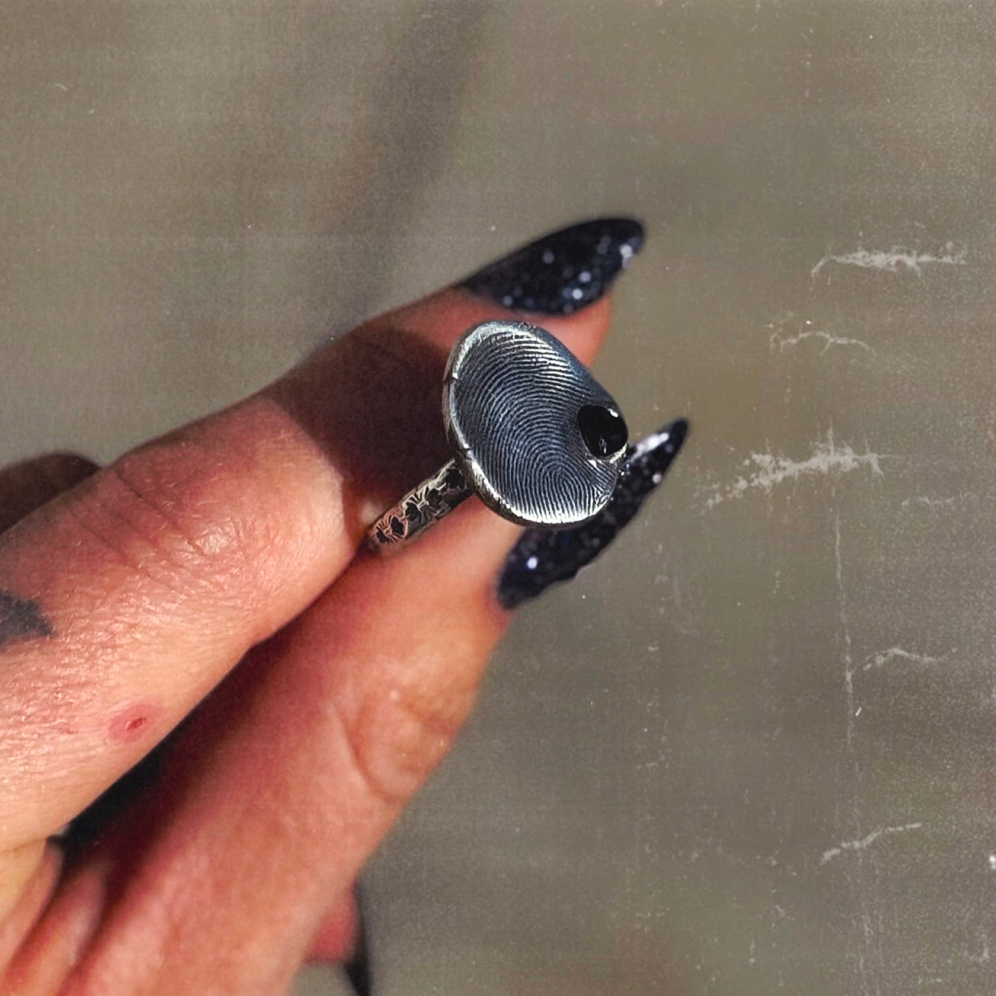 Fingerprint Ring w/ Stone