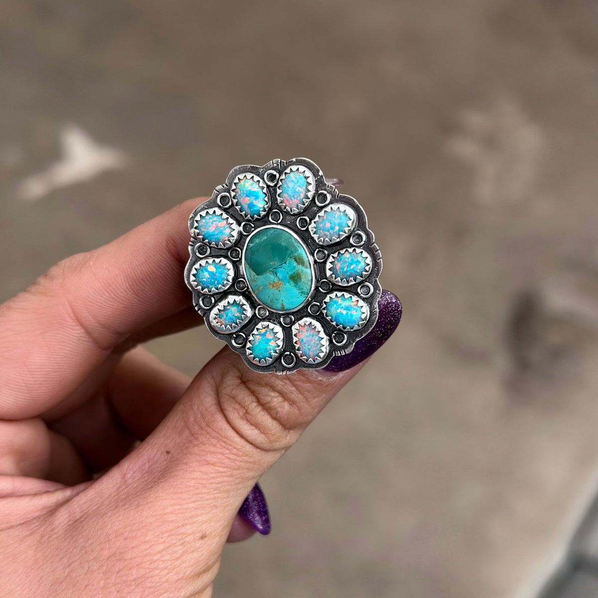 Turquoise & Opal Ring 6