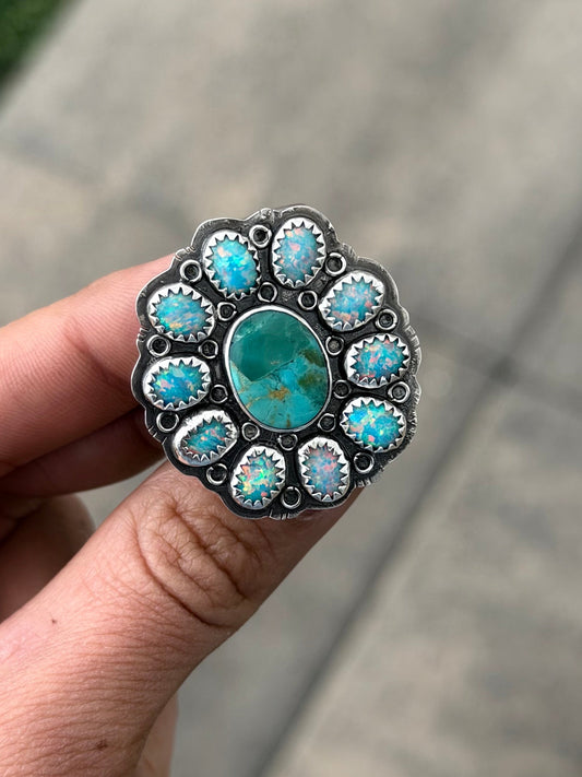 Turquoise & Opal Ring 6