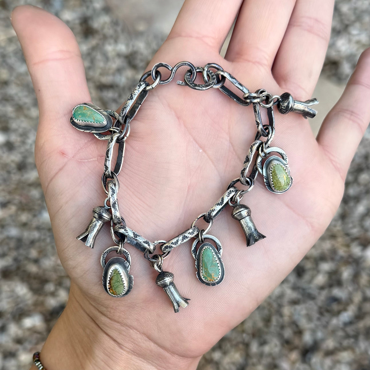 Squash Blossom & Turquoise Bracelet