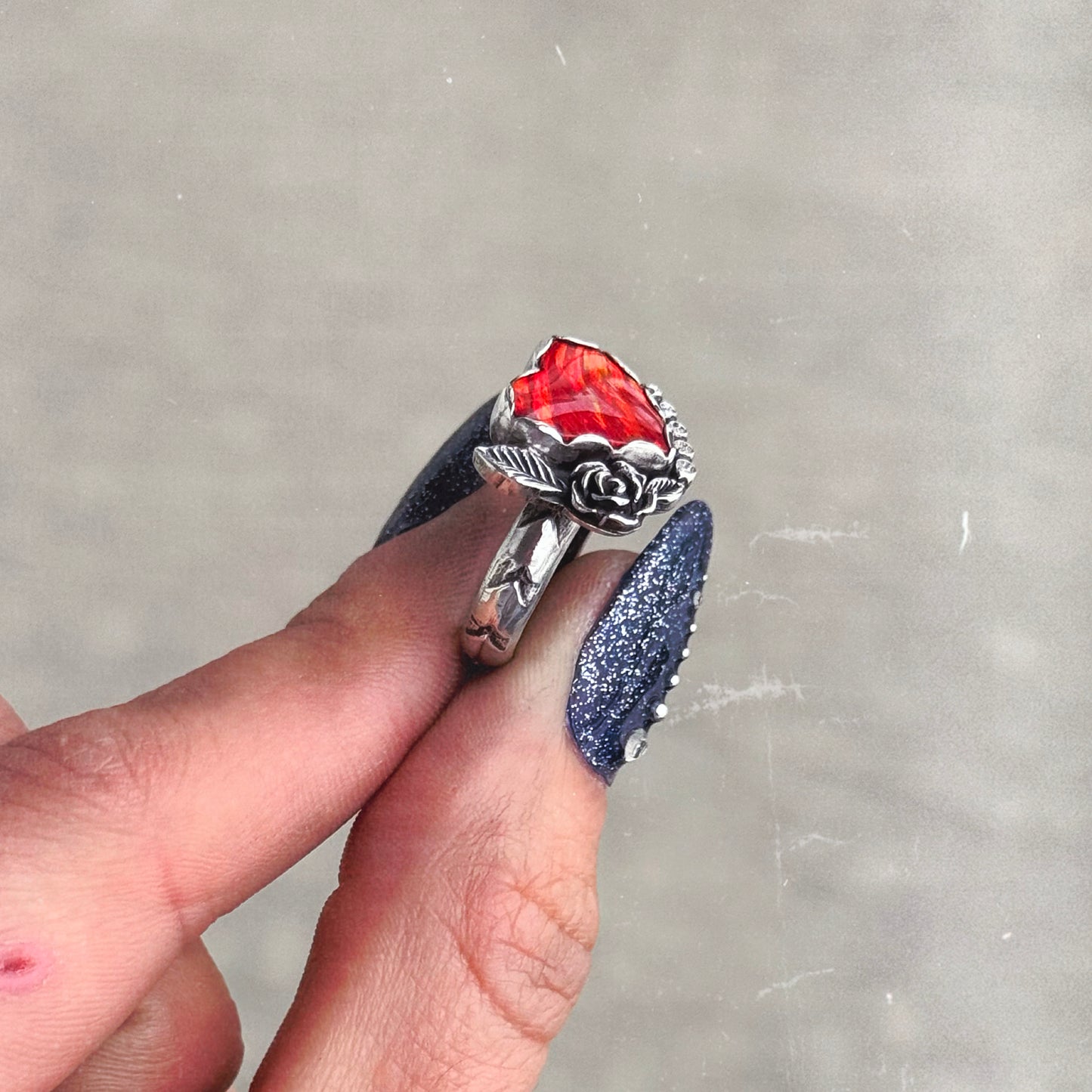 Red Opal Heart Ring 4