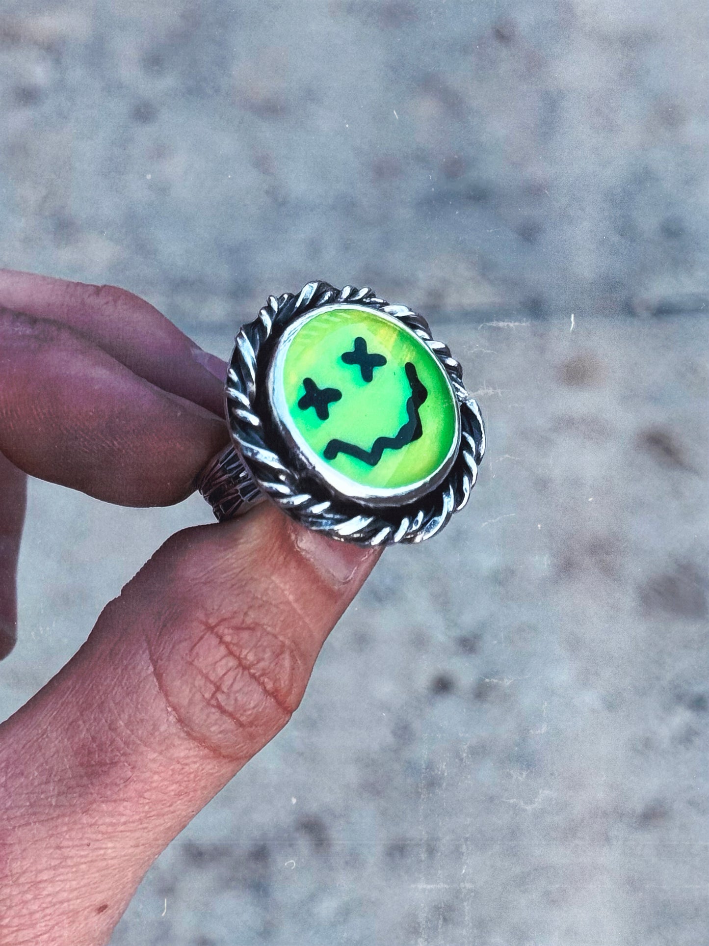 Neon Smile Face Ring 7