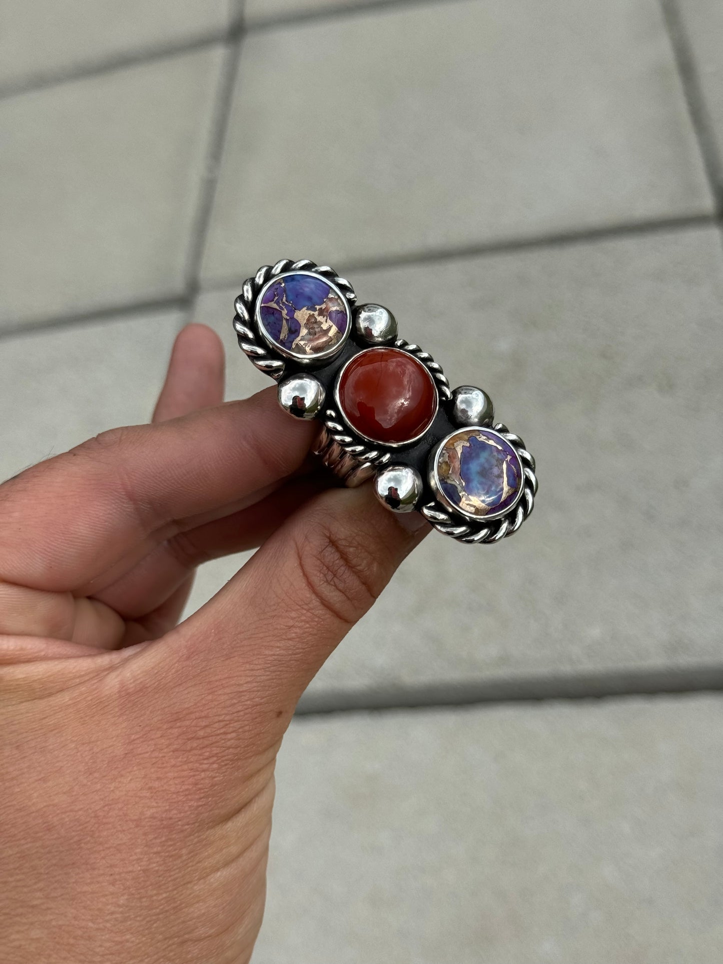 Arizona Purple Mojave Turquoise and Carnelian Ring -6