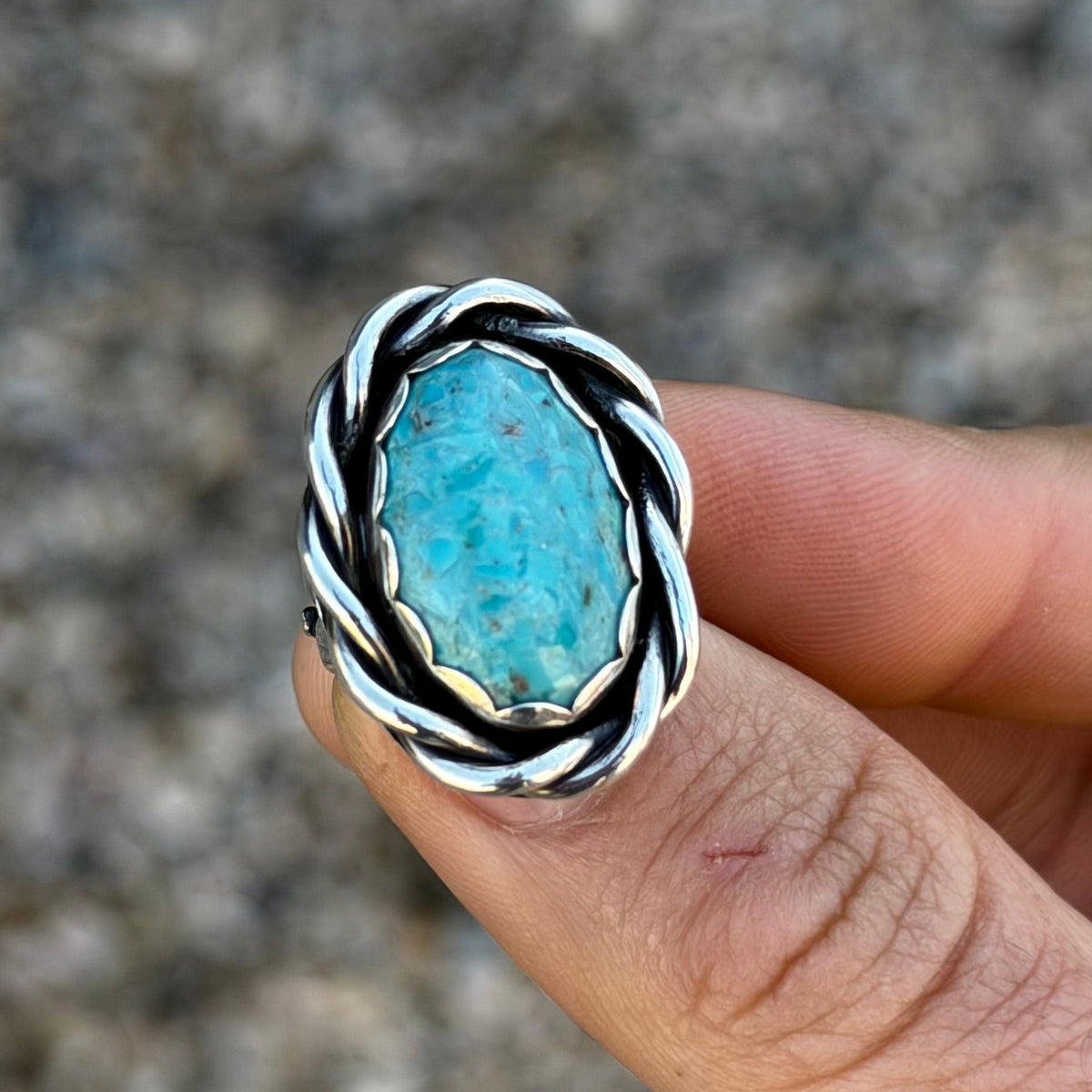 Kingman Turquoise Twist Ring 5
