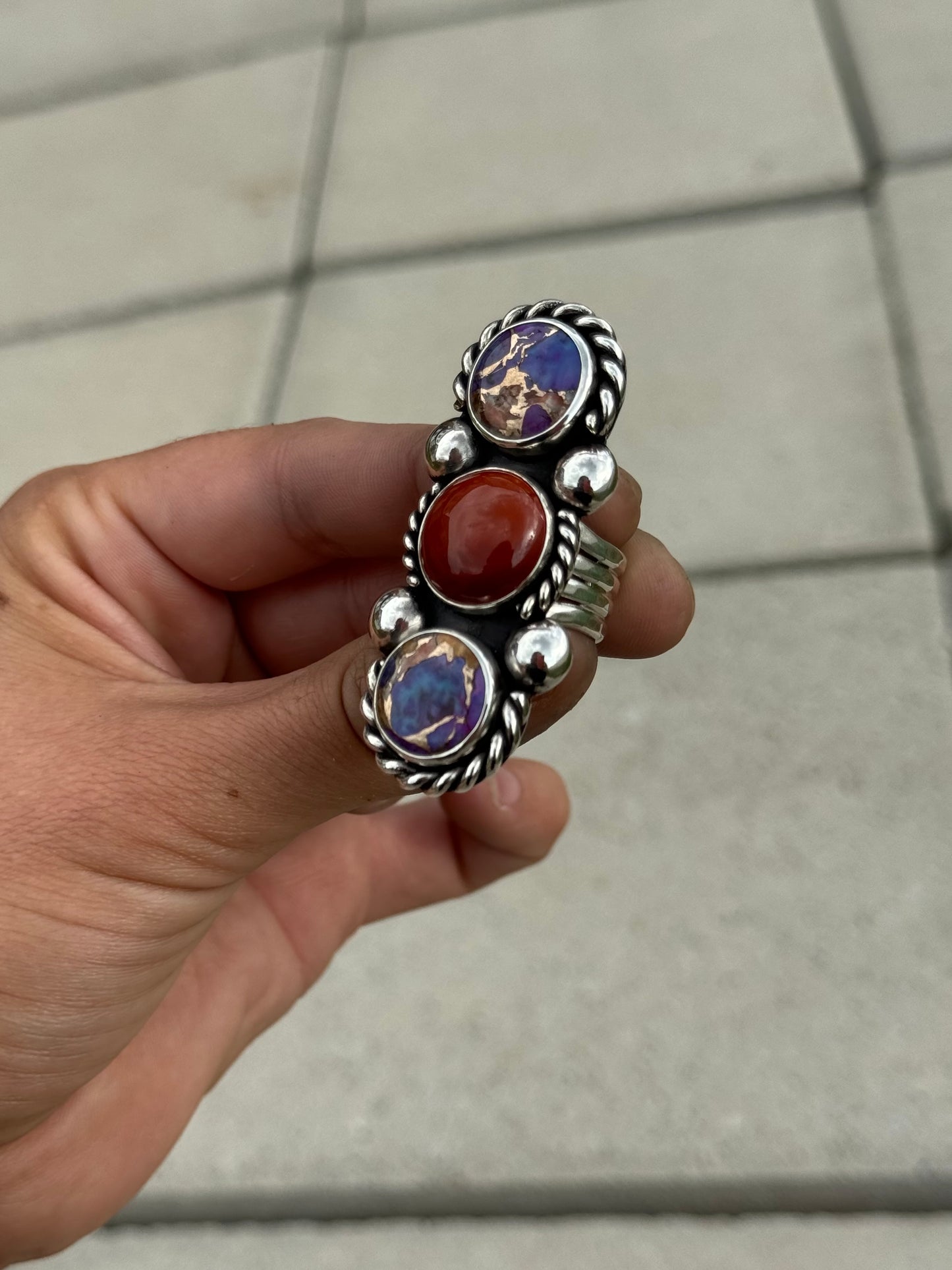 Arizona Purple Mojave Turquoise and Carnelian Ring -6