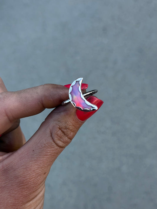 Pink Aura Moon Ring 7