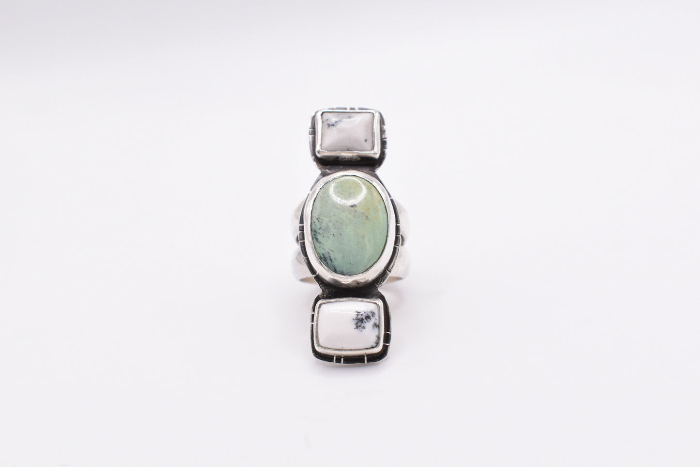 Turquoise and Agate Ring -8