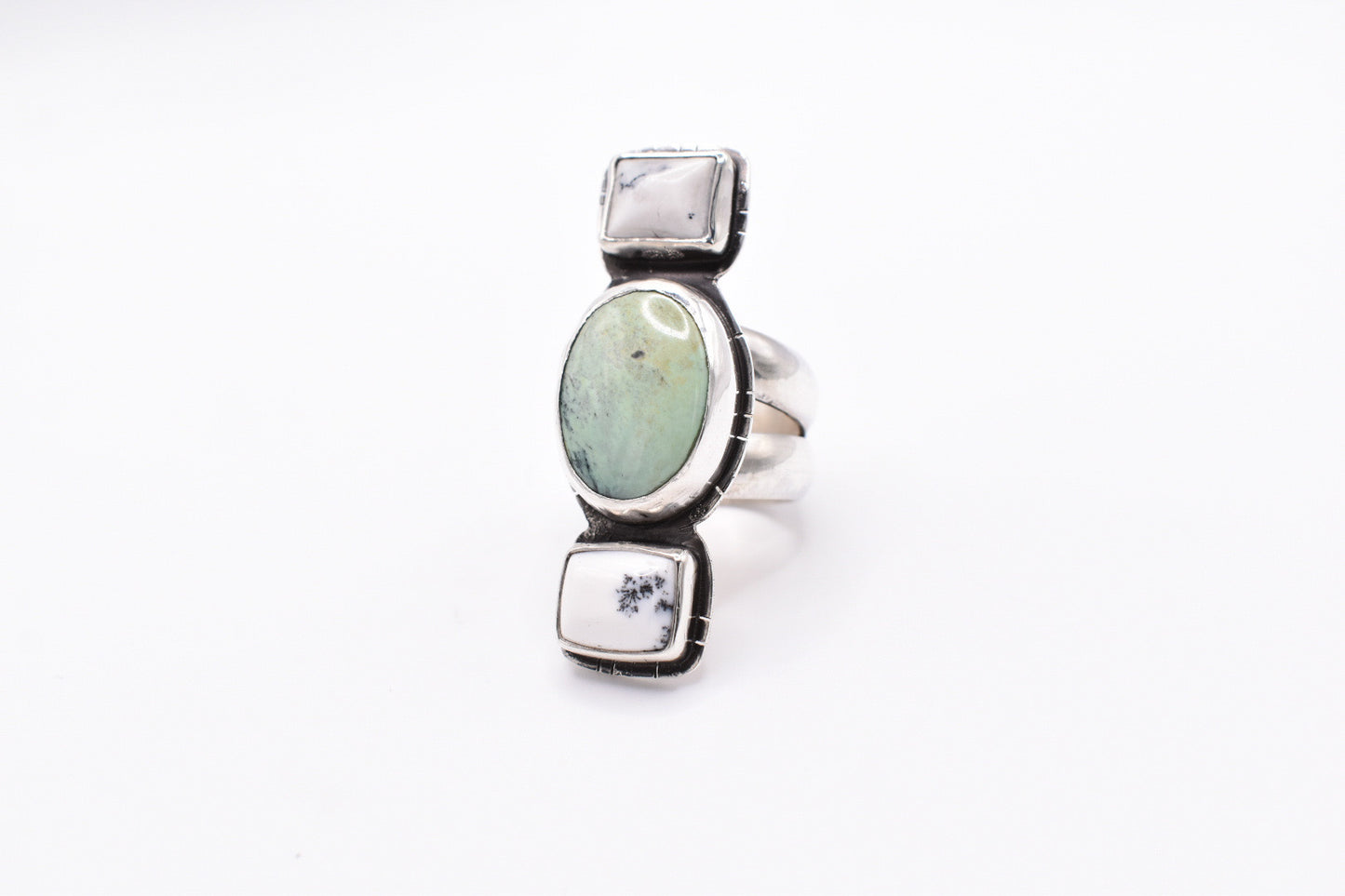 Turquoise and Agate Ring -8