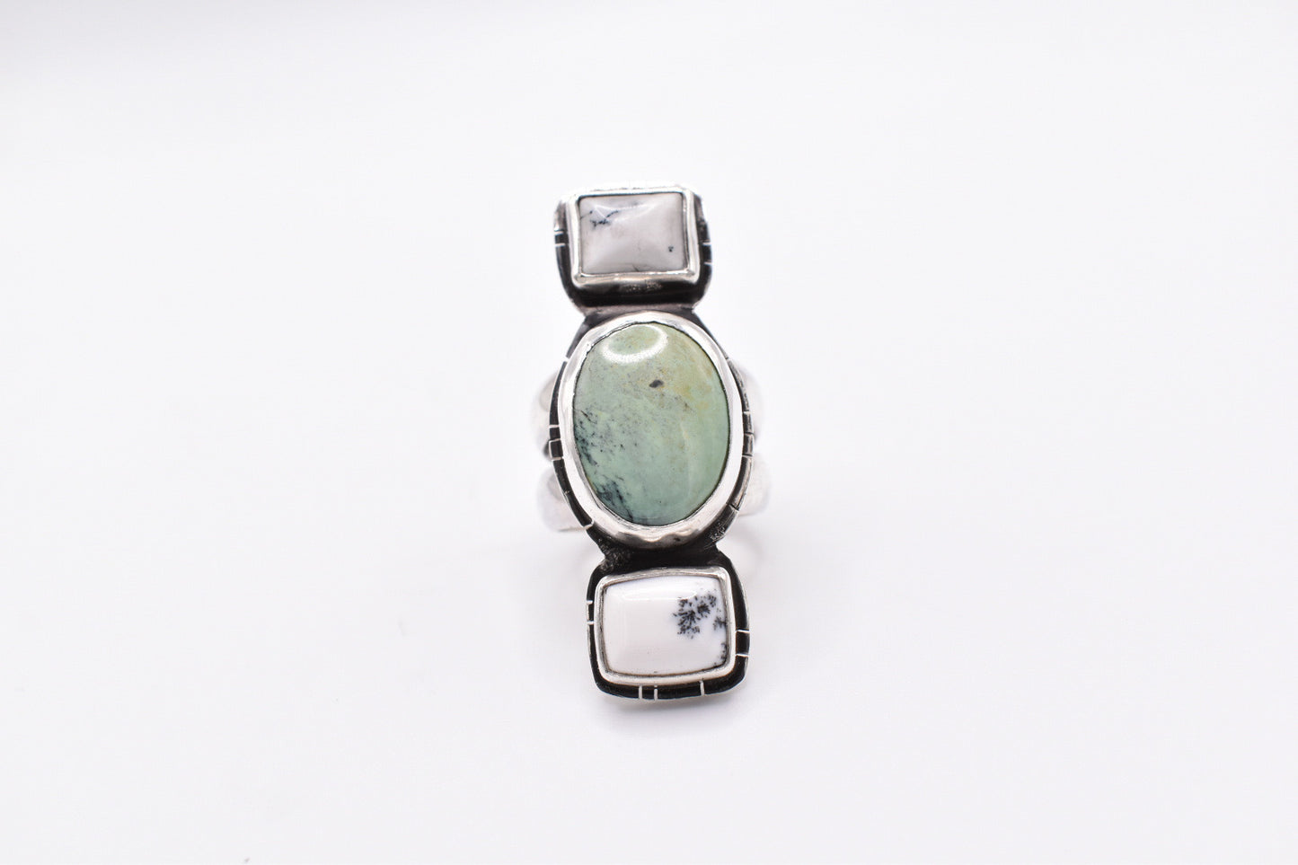 Turquoise and Agate Ring -8